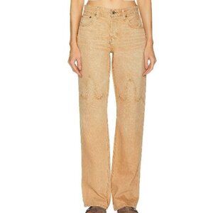 Re/Done Easy Straight Women's Jeans  Western Desert Sand Button Fly Size 32 NEW